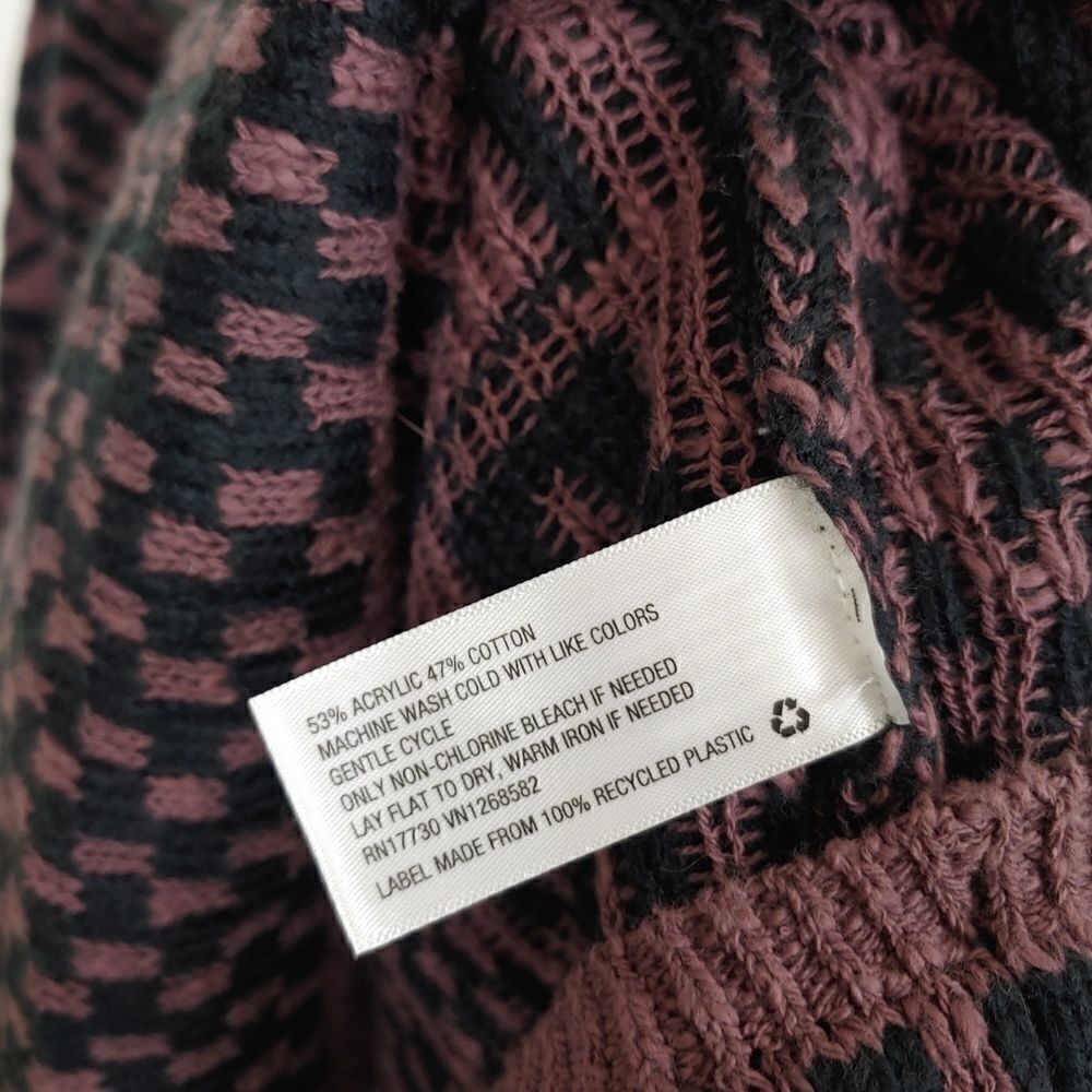 Knox Rose Chunky Knit Open Cardigan Sweater Purple Black Aztec Print Size Small - Picture 5 of 5